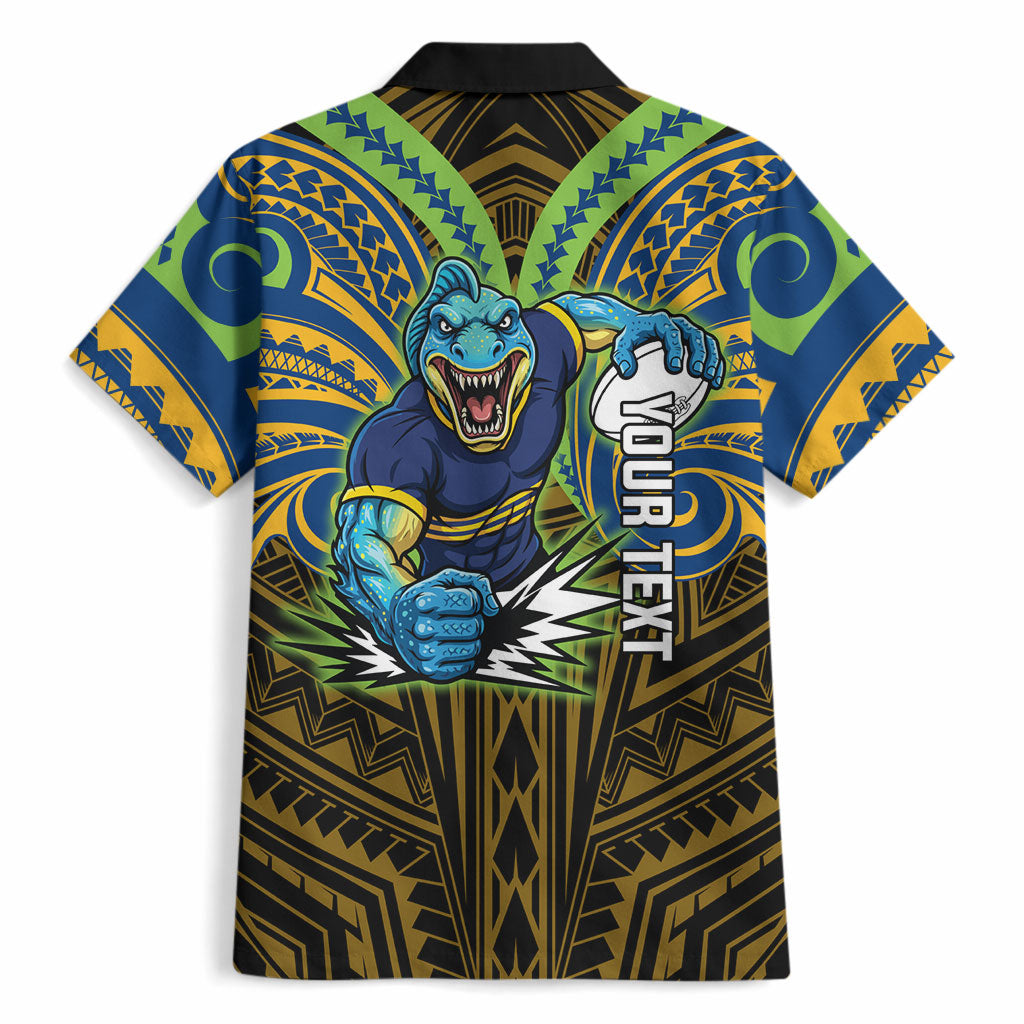 Custom Parramatta Eels Hawaiian Shirt Eel Warrior Polynesia Islander Rugby Mascot