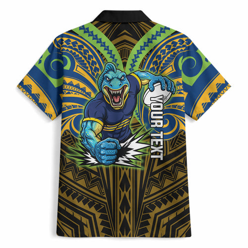 Custom Parramatta Eels Hawaiian Shirt Eel Warrior Polynesia Islander Rugby Mascot