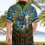 Custom Parramatta Eels Hawaiian Shirt Eel Warrior Polynesia Islander Rugby Mascot