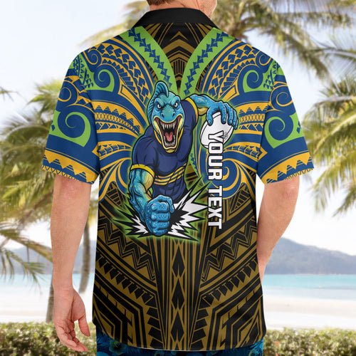 Custom Parramatta Eels Hawaiian Shirt Eel Warrior Polynesia Islander Rugby Mascot