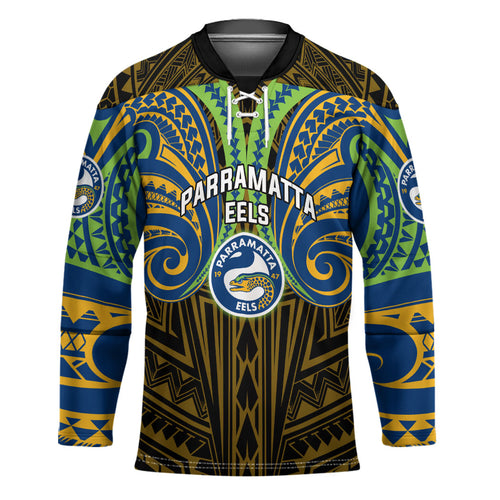 Custom Parramatta Eels Hockey Jersey Eel Warrior Polynesia Islander Rugby Mascot