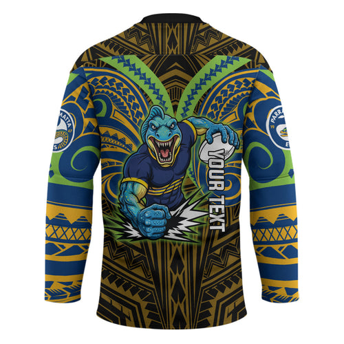 Custom Parramatta Eels Hockey Jersey Eel Warrior Polynesia Islander Rugby Mascot