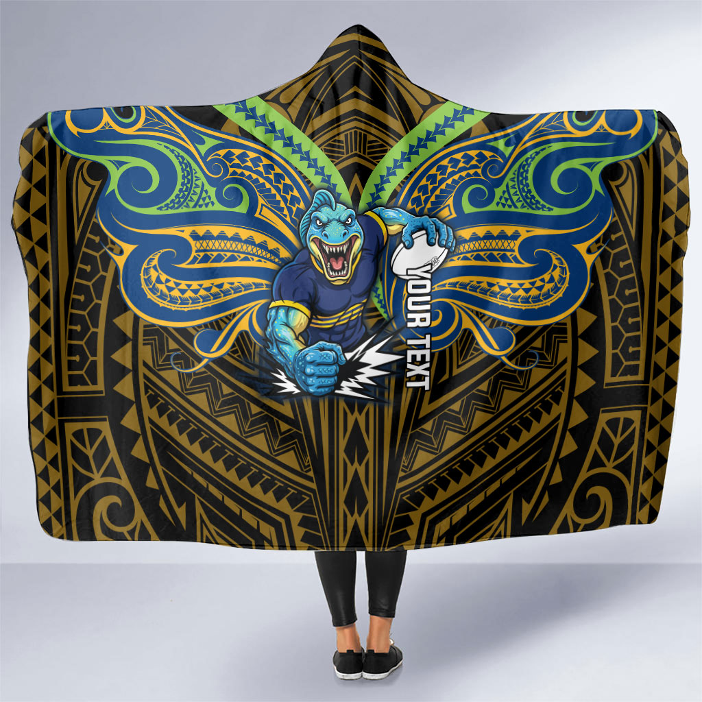 Custom Parramatta Eels Hooded Blanket Eel Warrior Polynesia Islander Rugby Mascot
