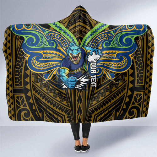 Custom Parramatta Eels Hooded Blanket Eel Warrior Polynesia Islander Rugby Mascot
