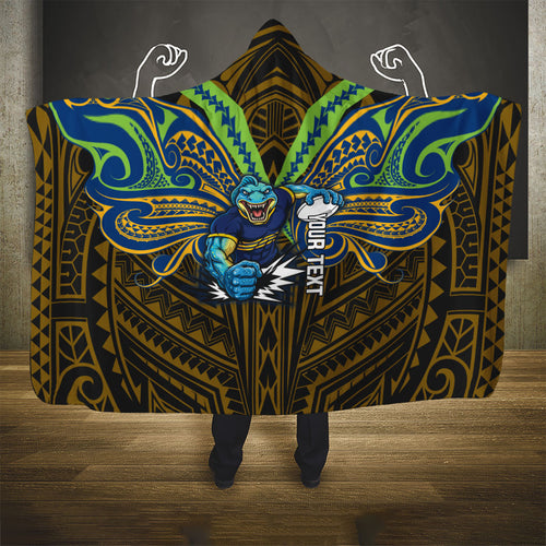 Custom Parramatta Eels Hooded Blanket Eel Warrior Polynesia Islander Rugby Mascot