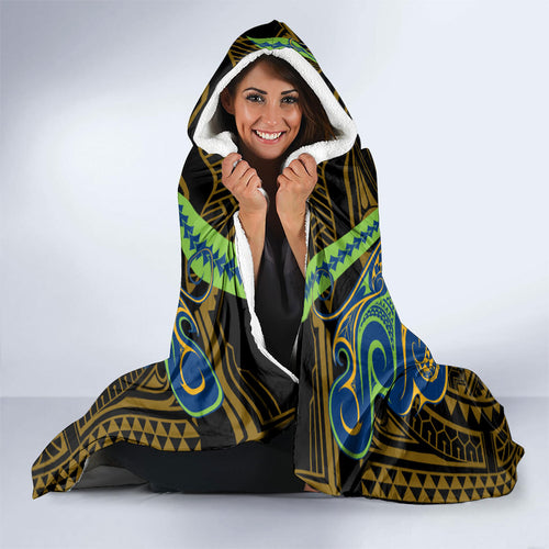 Custom Parramatta Eels Hooded Blanket Eel Warrior Polynesia Islander Rugby Mascot
