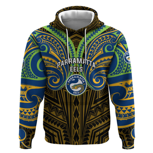 Custom Parramatta Eels Hoodie Eel Warrior Polynesia Islander Rugby Mascot