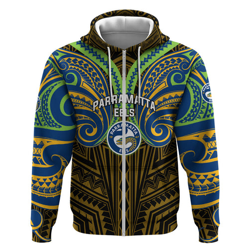 Custom Parramatta Eels Hoodie Eel Warrior Polynesia Islander Rugby Mascot