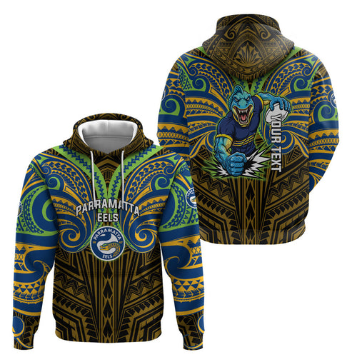 Custom Parramatta Eels Hoodie Eel Warrior Polynesia Islander Rugby Mascot