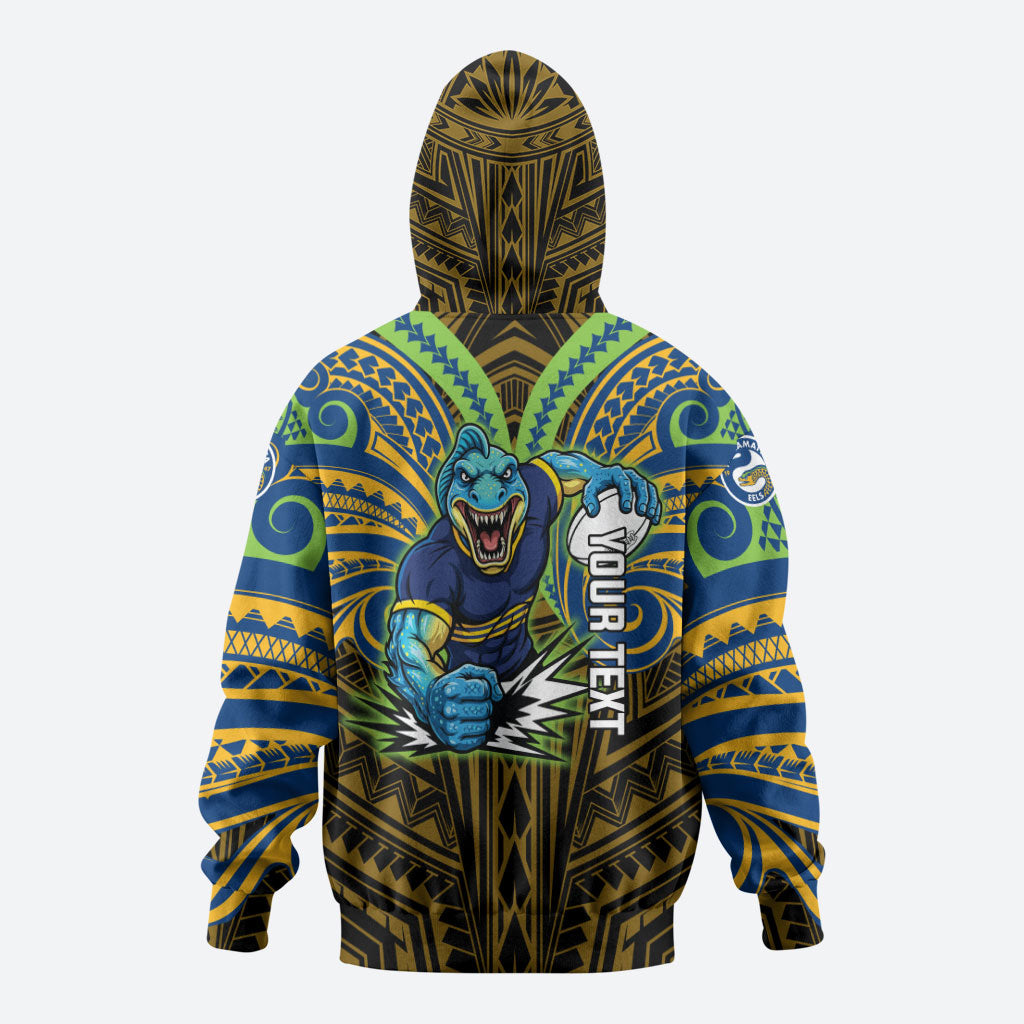 Custom Parramatta Eels Hoodie Eel Warrior Polynesia Islander Rugby Mascot