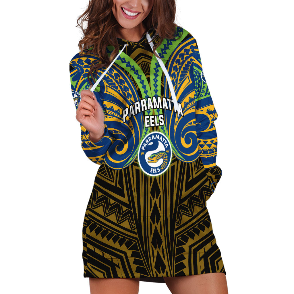 Custom Parramatta Eels Hoodie Dress Eel Warrior Polynesia Islander Rugby Mascot