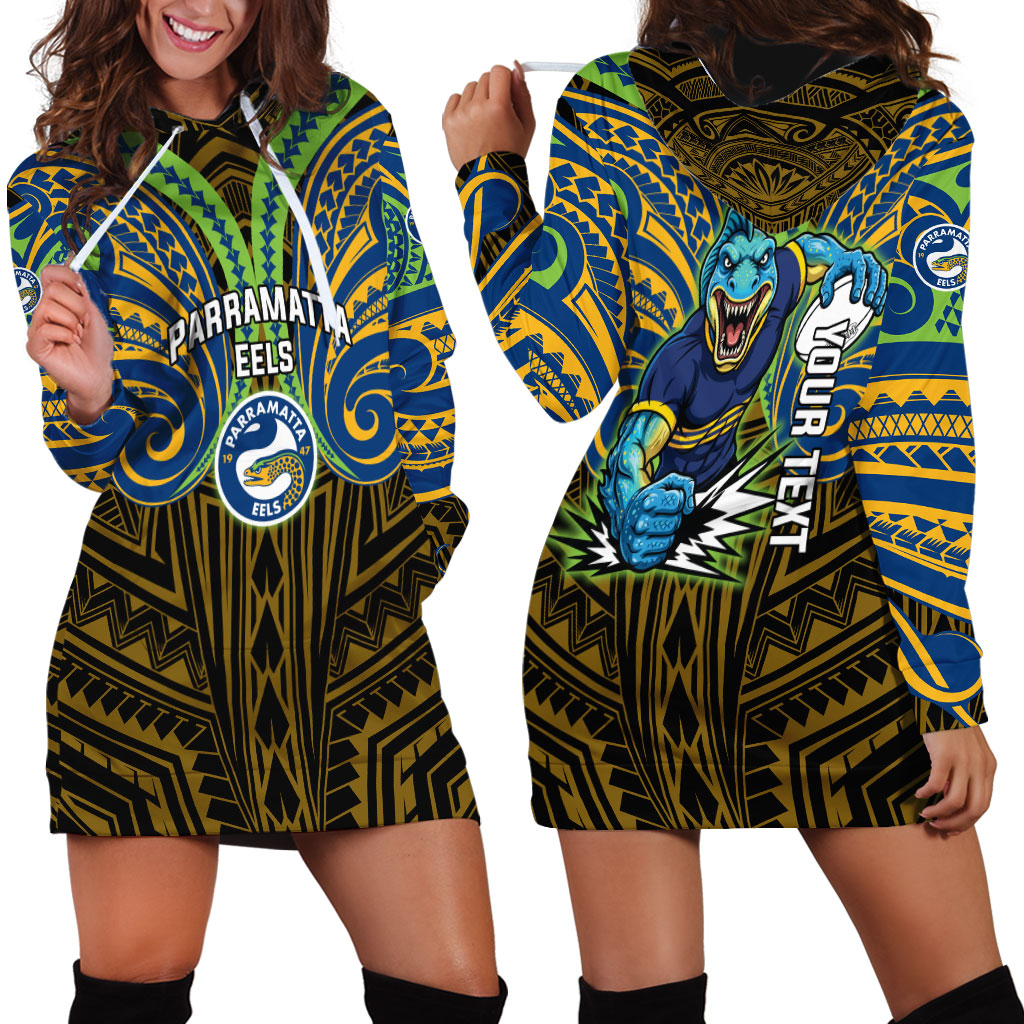 Custom Parramatta Eels Hoodie Dress Eel Warrior Polynesia Islander Rugby Mascot