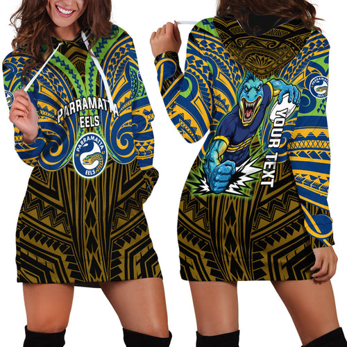 Custom Parramatta Eels Hoodie Dress Eel Warrior Polynesia Islander Rugby Mascot