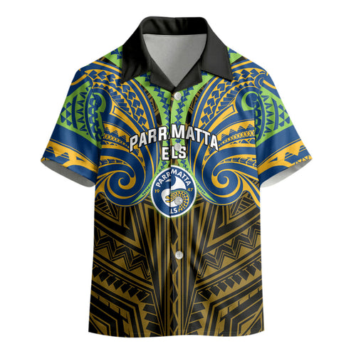 Custom Parramatta Eels Kid Hawaiian Shirt Eel Warrior Polynesia Islander Rugby Mascot