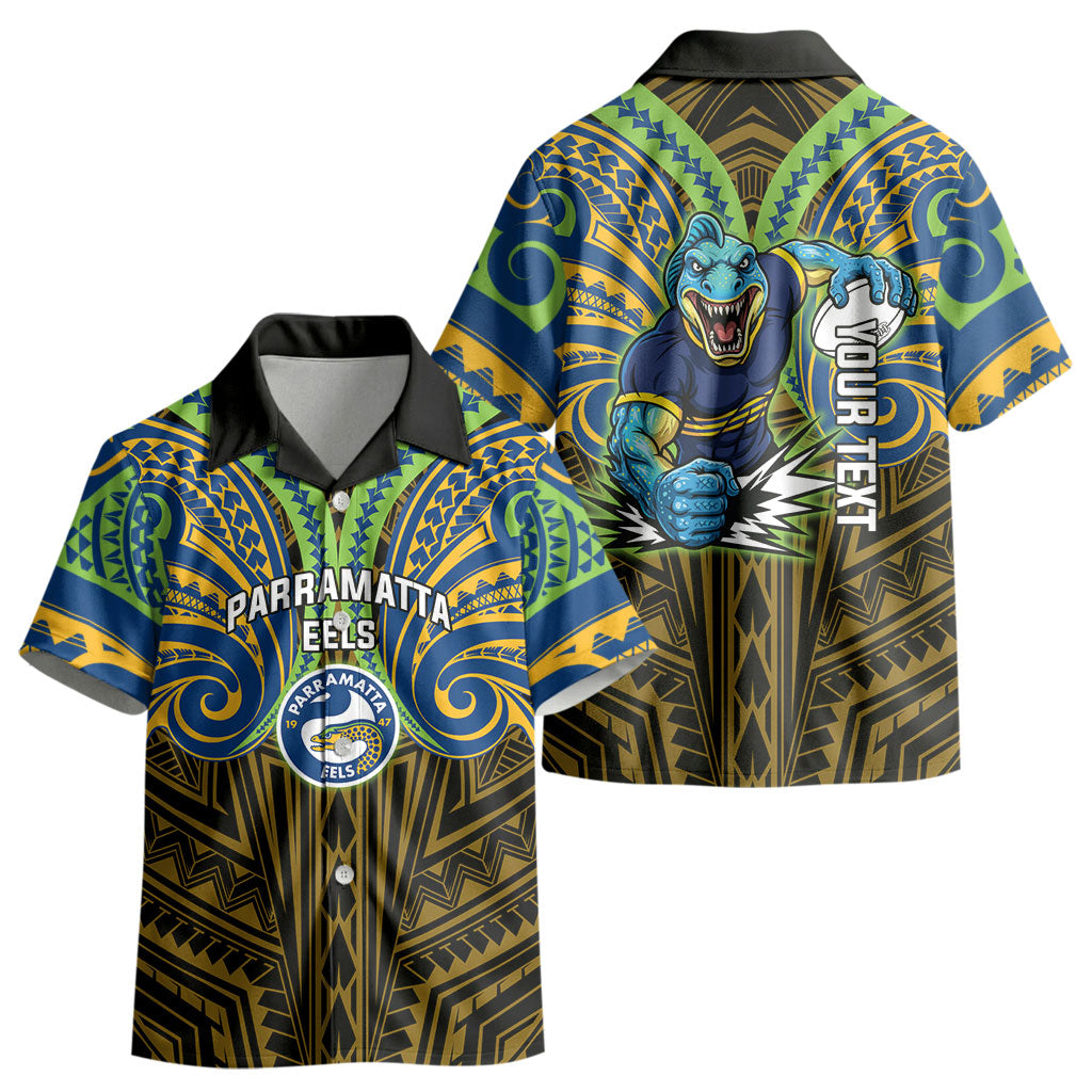 Custom Parramatta Eels Kid Hawaiian Shirt Eel Warrior Polynesia Islander Rugby Mascot