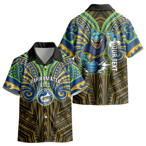 Custom Parramatta Eels Kid Hawaiian Shirt Eel Warrior Polynesia Islander Rugby Mascot