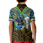 Custom Parramatta Eels Kid Polo Shirt Eel Warrior Polynesia Islander Rugby Mascot