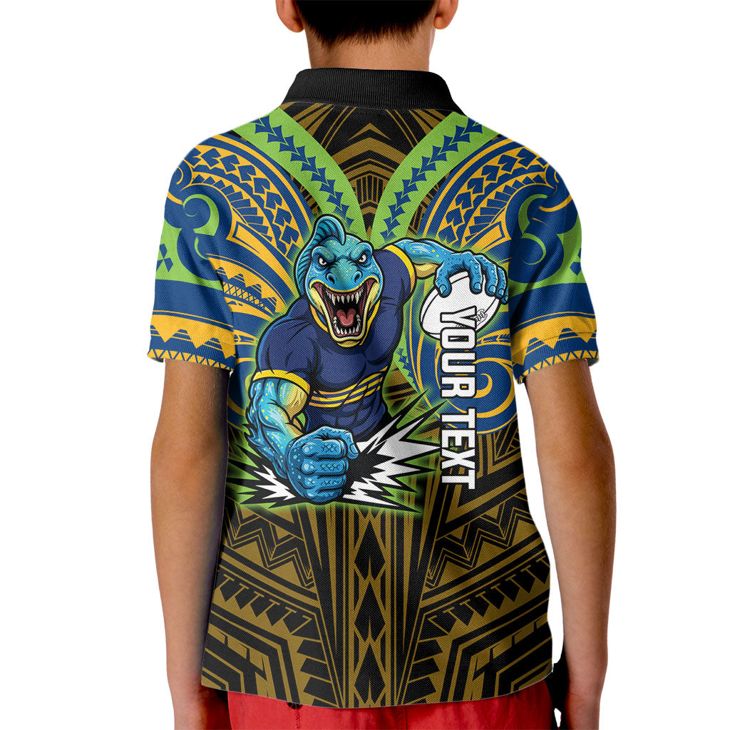 Custom Parramatta Eels Kid Polo Shirt Eel Warrior Polynesia Islander Rugby Mascot