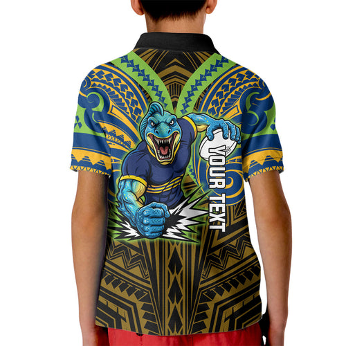 Custom Parramatta Eels Kid Polo Shirt Eel Warrior Polynesia Islander Rugby Mascot