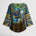 Custom Parramatta Eels Kimono Sleeve Blouse Eel Warrior Polynesia Islander Rugby Mascot