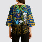 Custom Parramatta Eels Kimono Sleeve Blouse Eel Warrior Polynesia Islander Rugby Mascot