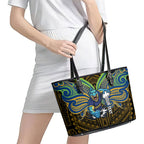 Custom Parramatta Eels Leather Tote Bag Eel Warrior Polynesia Islander Rugby Mascot