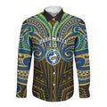 Custom Parramatta Eels Long Sleeve Button Shirt Eel Warrior Polynesia Islander Rugby Mascot