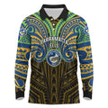 Custom Parramatta Eels Long Sleeve Polo Shirt Eel Warrior Polynesia Islander Rugby Mascot