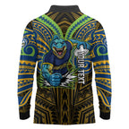 Custom Parramatta Eels Long Sleeve Polo Shirt Eel Warrior Polynesia Islander Rugby Mascot