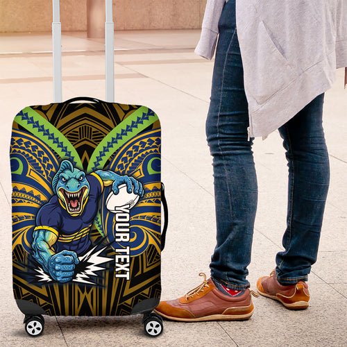 Custom Parramatta Eels Luggage Cover Eel Warrior Polynesia Islander Rugby Mascot