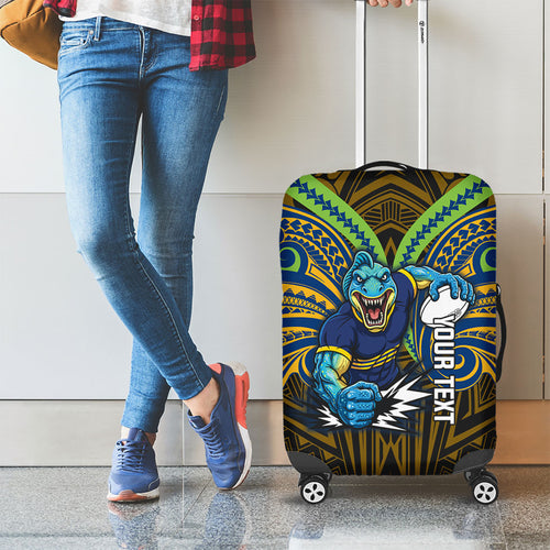 Custom Parramatta Eels Luggage Cover Eel Warrior Polynesia Islander Rugby Mascot