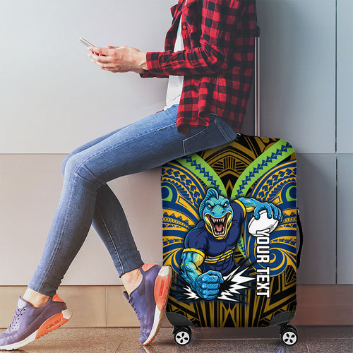 Custom Parramatta Eels Luggage Cover Eel Warrior Polynesia Islander Rugby Mascot