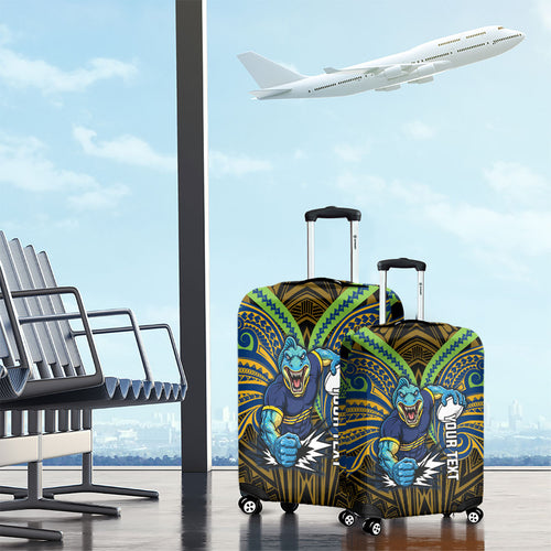 Custom Parramatta Eels Luggage Cover Eel Warrior Polynesia Islander Rugby Mascot