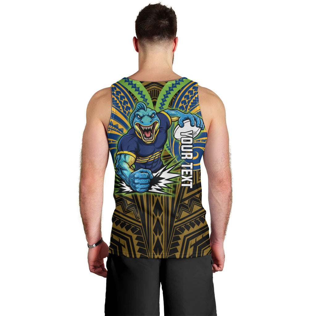 Custom Parramatta Eels Men Tank Top Eel Warrior Polynesia Islander Rugby Mascot
