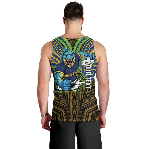 Custom Parramatta Eels Men Tank Top Eel Warrior Polynesia Islander Rugby Mascot