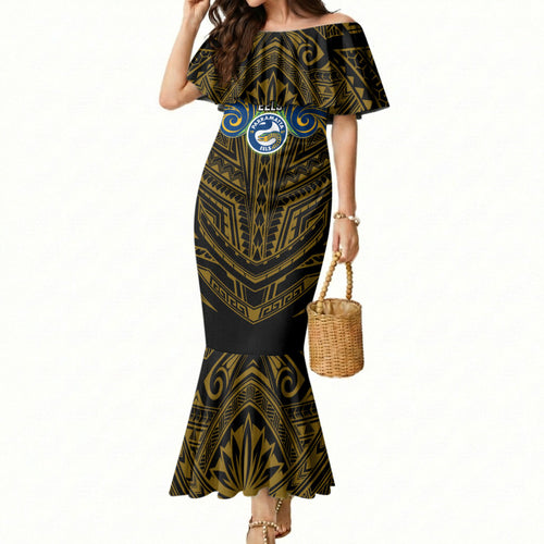 Custom Parramatta Eels Mermaid Dress Eel Warrior Polynesia Islander Rugby Mascot