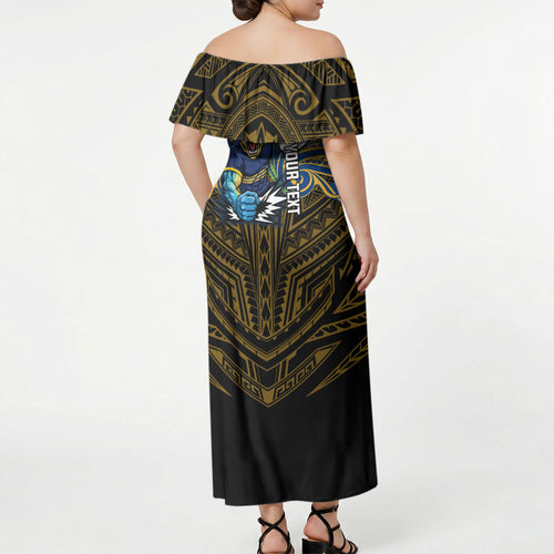 Custom Parramatta Eels Off Shoulder Maxi Dress Eel Warrior Polynesia Islander Rugby Mascot