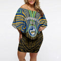 Custom Parramatta Eels Off Shoulder Short Dress Eel Warrior Polynesia Islander Rugby Mascot