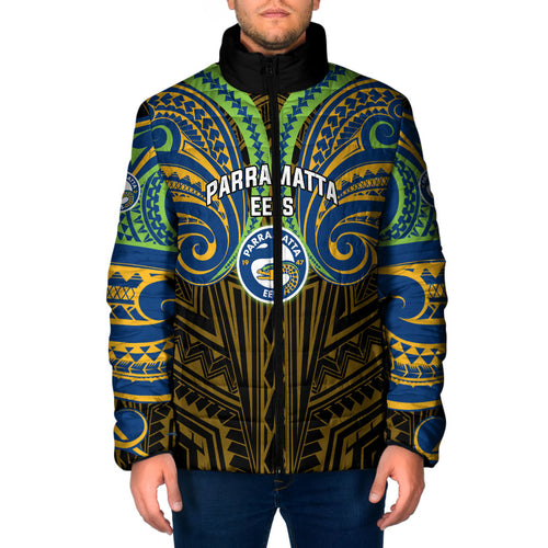 Custom Parramatta Eels Padded Jacket Eel Warrior Polynesia Islander Rugby Mascot