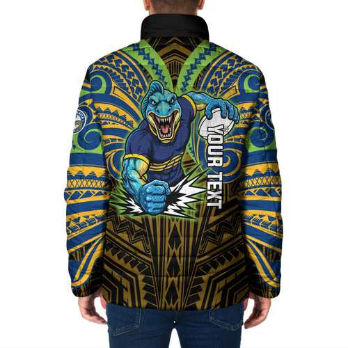 Custom Parramatta Eels Padded Jacket Eel Warrior Polynesia Islander Rugby Mascot
