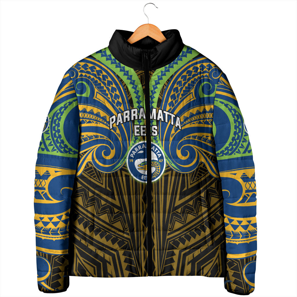 Custom Parramatta Eels Padded Jacket Eel Warrior Polynesia Islander Rugby Mascot