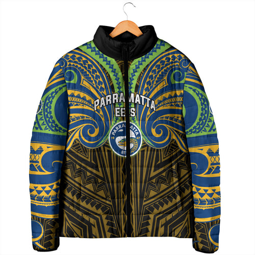 Custom Parramatta Eels Padded Jacket Eel Warrior Polynesia Islander Rugby Mascot