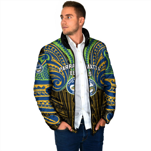 Custom Parramatta Eels Padded Jacket Eel Warrior Polynesia Islander Rugby Mascot