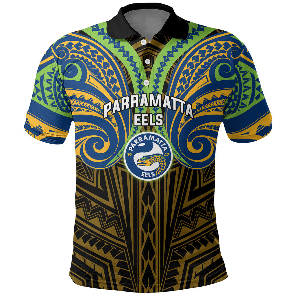 Custom Parramatta Eels Polo Shirt Eel Warrior Polynesia Islander Rugby Mascot