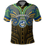 Custom Parramatta Eels Polo Shirt Eel Warrior Polynesia Islander Rugby Mascot