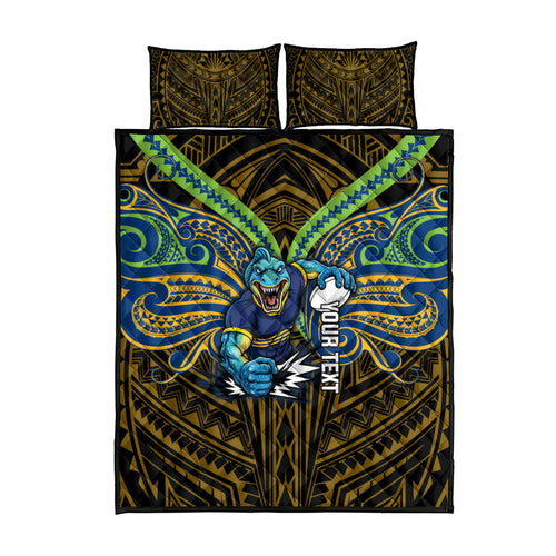 Custom Parramatta Eels Quilt Bed Set Eel Warrior Polynesia Islander Rugby Mascot