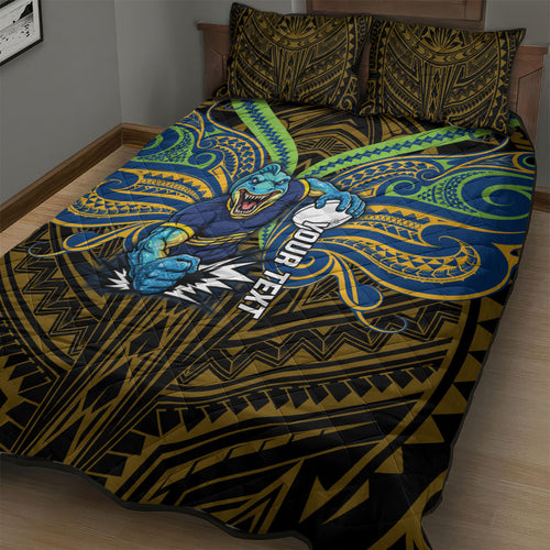 Custom Parramatta Eels Quilt Bed Set Eel Warrior Polynesia Islander Rugby Mascot
