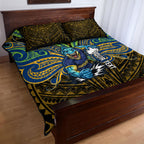 Custom Parramatta Eels Quilt Bed Set Eel Warrior Polynesia Islander Rugby Mascot