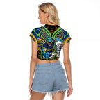 Custom Parramatta Eels Raglan Cropped T Shirt Eel Warrior Polynesia Islander Rugby Mascot