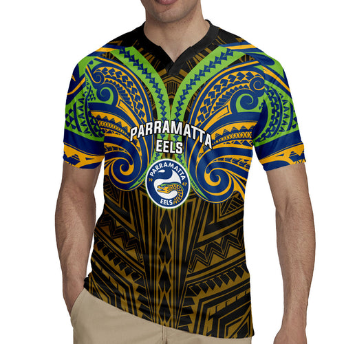 Custom Parramatta Eels Rugby Jersey Eel Warrior Polynesia Islander Rugby Mascot